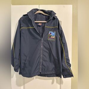 Tipsy Navy Blue Raincoat with Yellow Trim